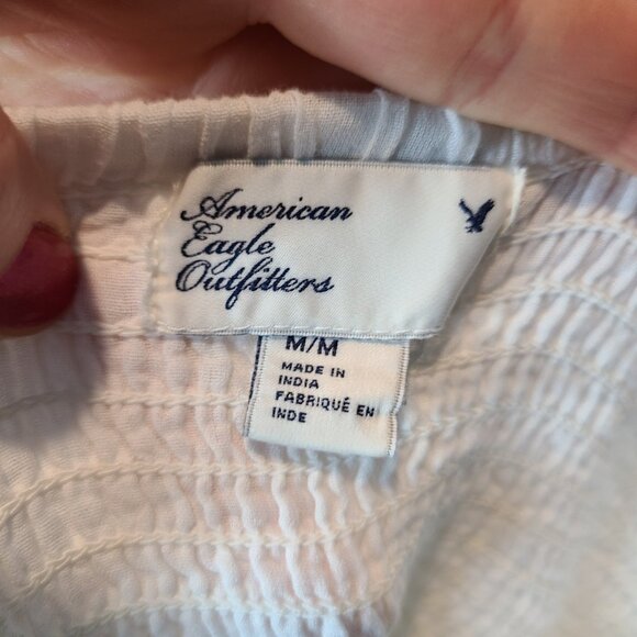 VTG American Eagle White Smocked Dress Cottage Resort Sz Medium Wedding Lace - Picture 6 of 10